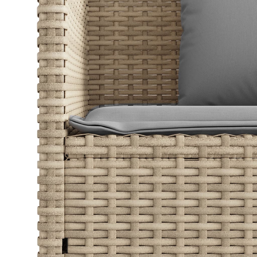 Tuinbank met kussens poly rattan beige