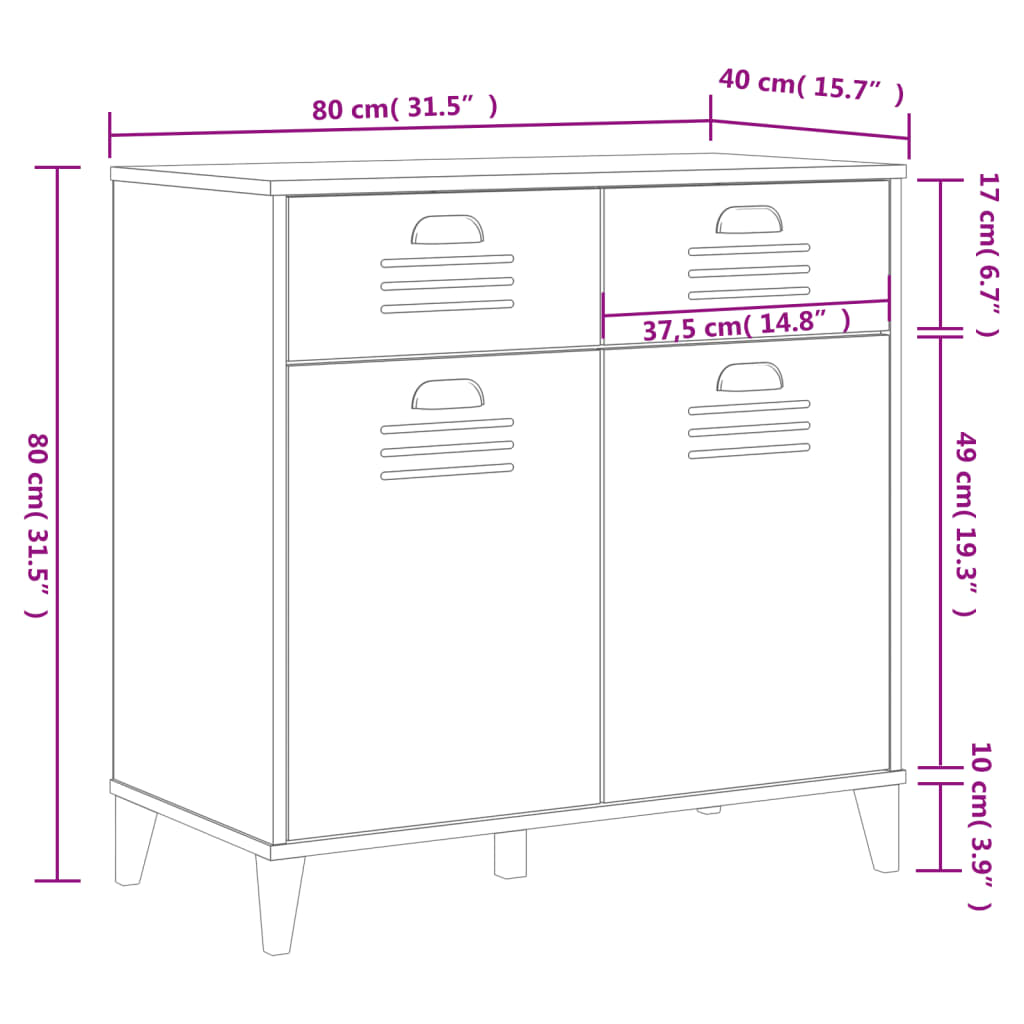 Dressoir VIKEN 80x40x80 cm bewerkt hout zwart