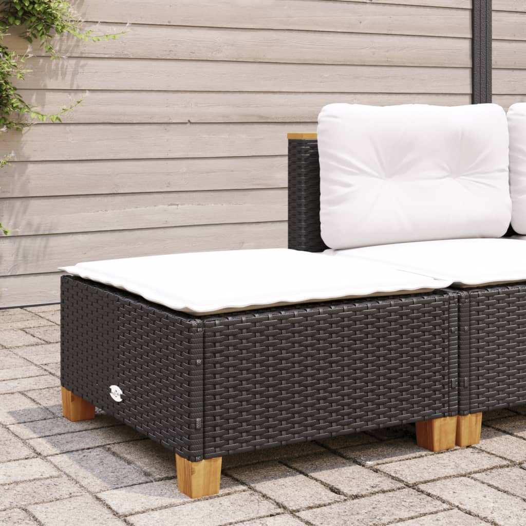 Tuinkruk met kussen 63,5x56x32 cm poly rattan zwart