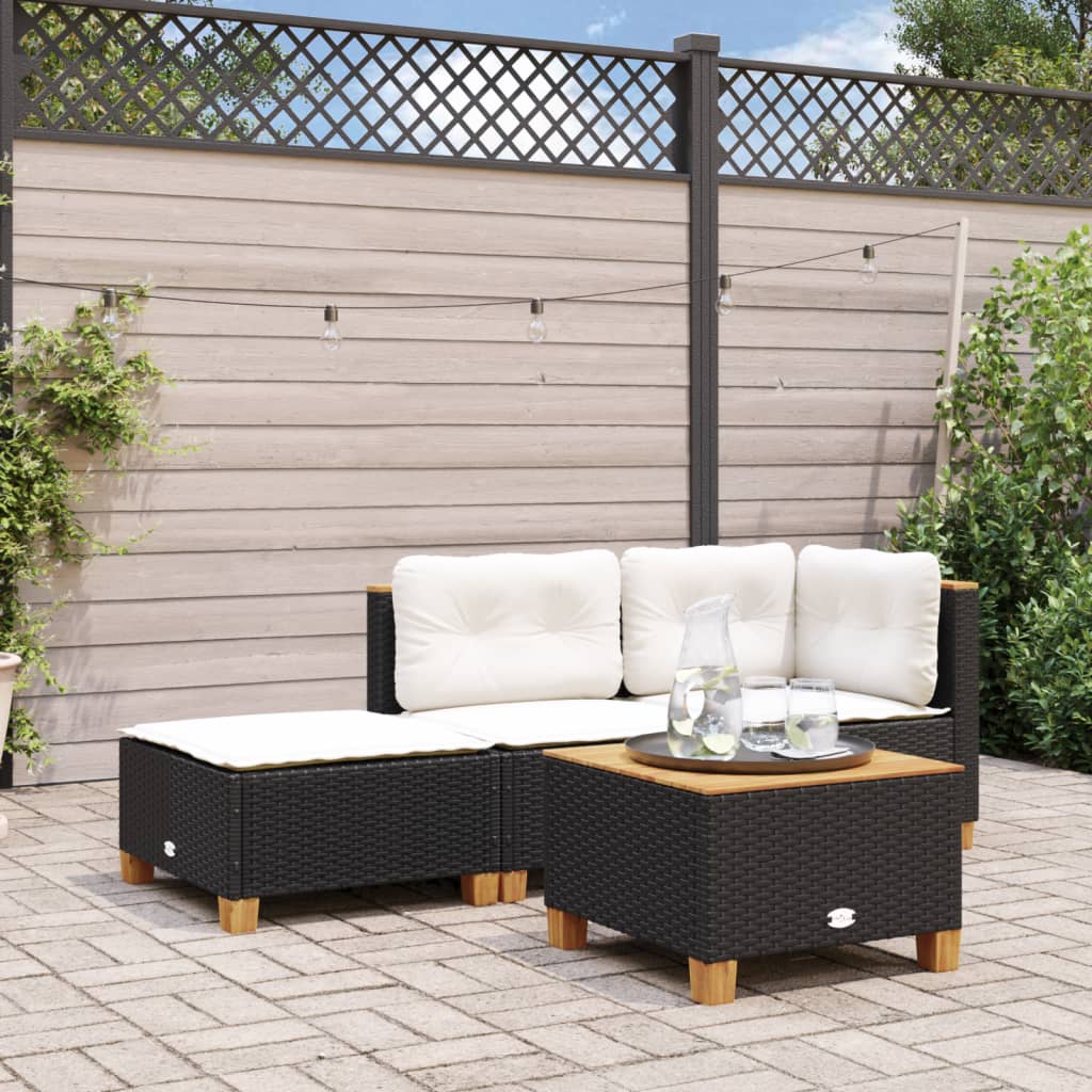 Tuinkruk met kussen 63,5x56x32 cm poly rattan zwart