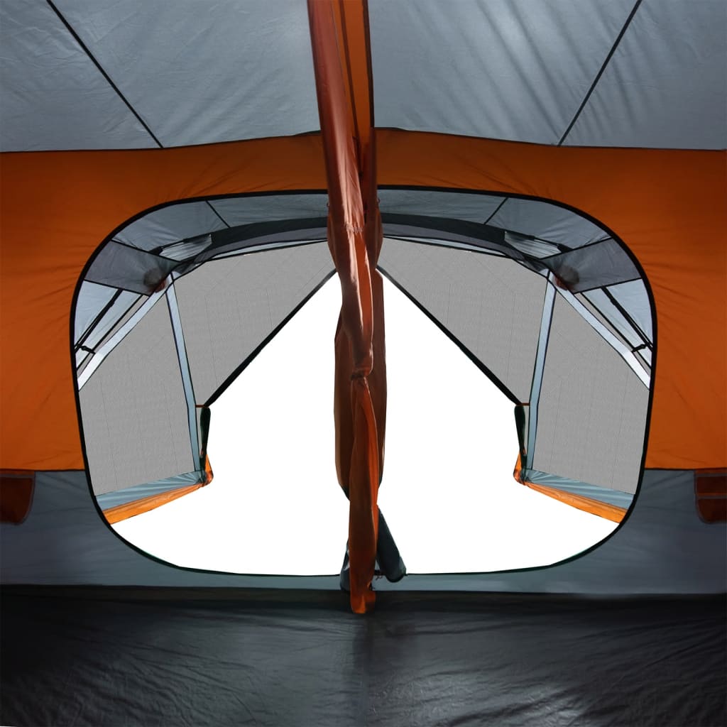 Tent 10-persoons 443x437x229 cm grijs en oranje