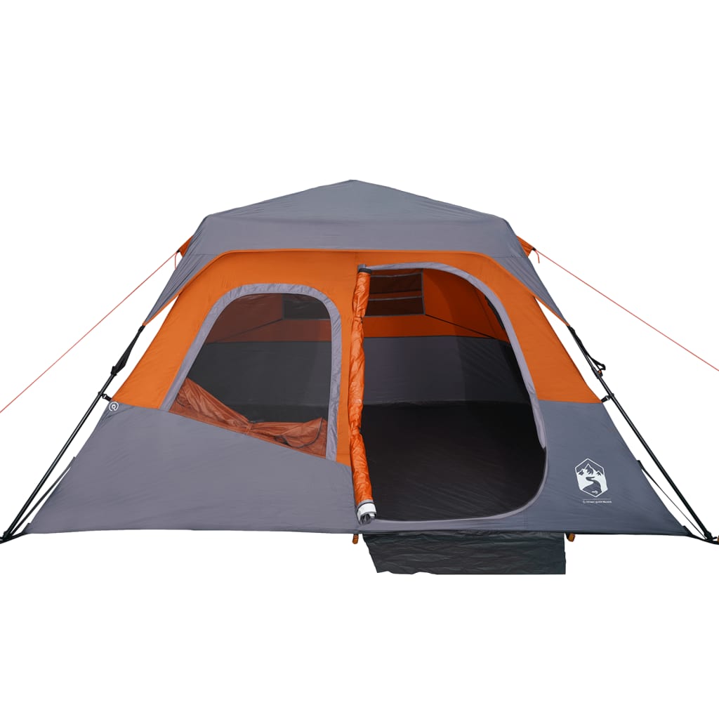 Tent 6-persoons 344x282x192 cm grijs en oranje