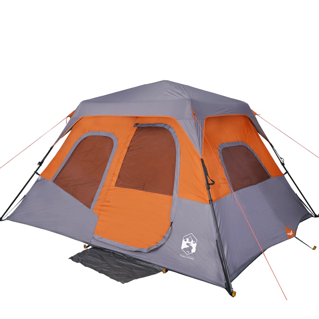 Tent 6-persoons 344x282x192 cm grijs en oranje