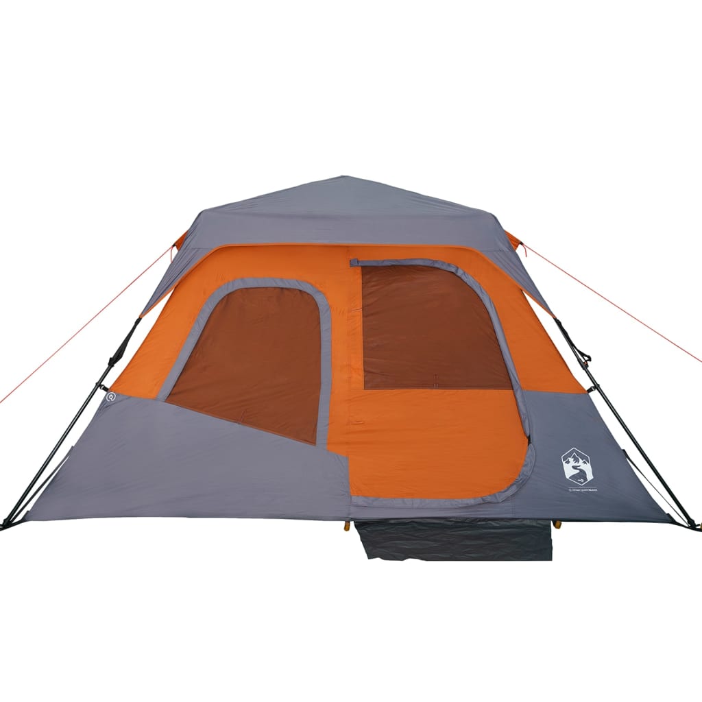 Tent 6-persoons 344x282x192 cm grijs en oranje