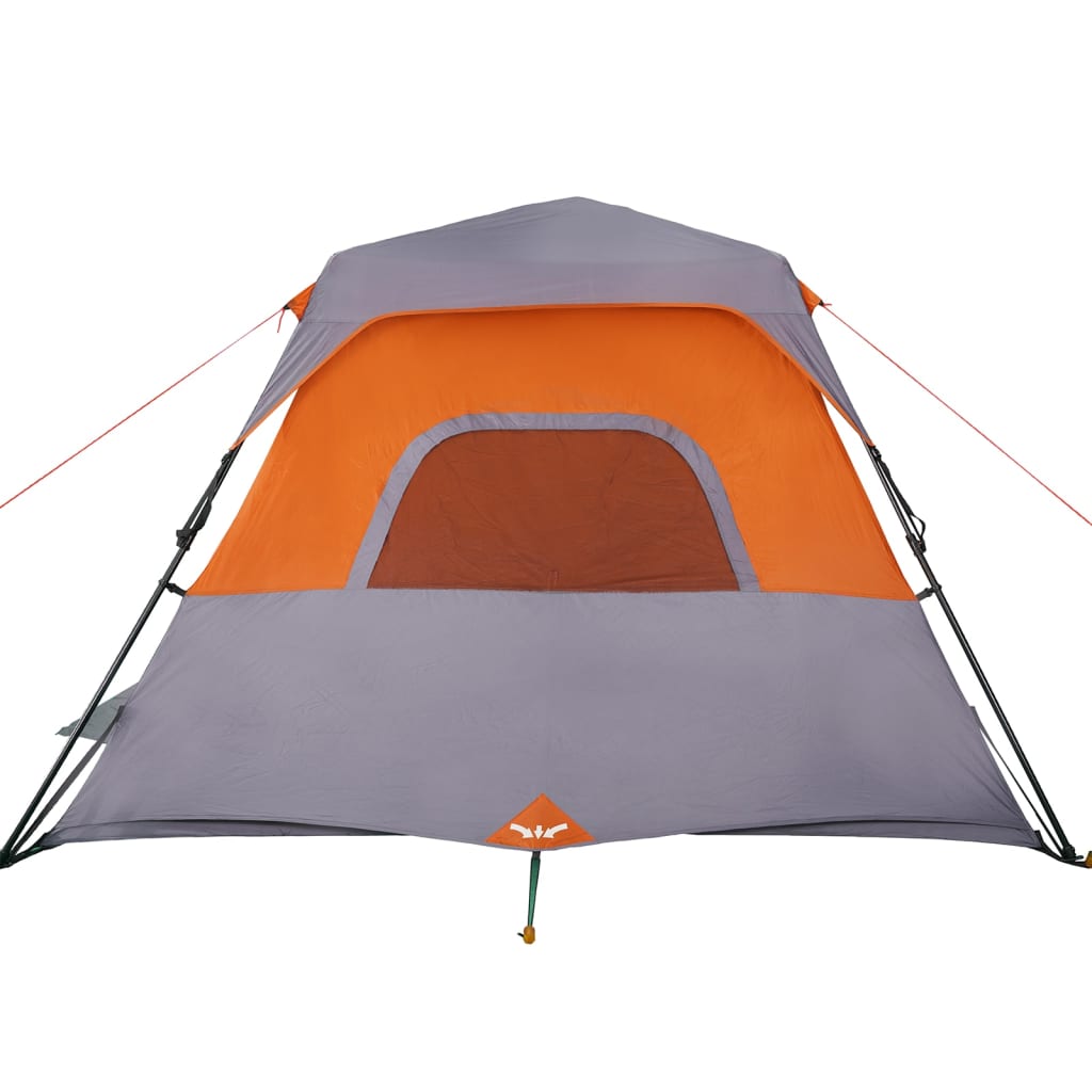 Tent 6-persoons 344x282x192 cm grijs en oranje