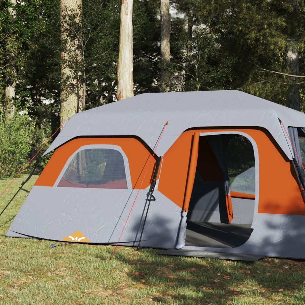 Tent 6-persoons 441x288x217 cm grijs en oranje