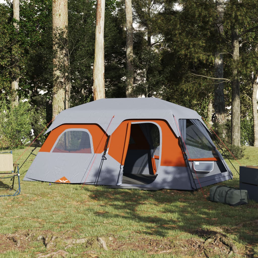 Tent 6-persoons 441x288x217 cm grijs en oranje