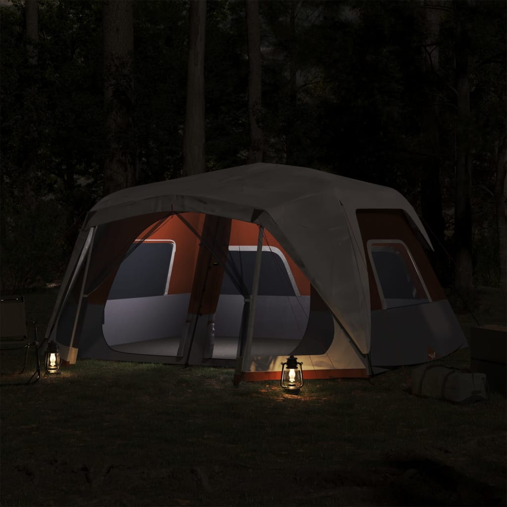 Tent met LED 443x437x229 cm grijs en oranje