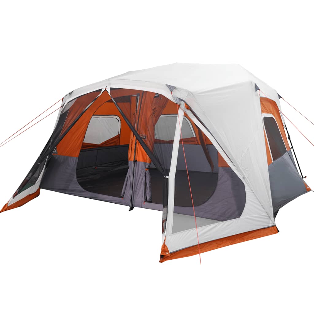 Tent met LED 443x437x229 cm grijs en oranje