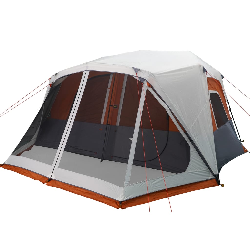 Tent met LED 443x437x229 cm grijs en oranje