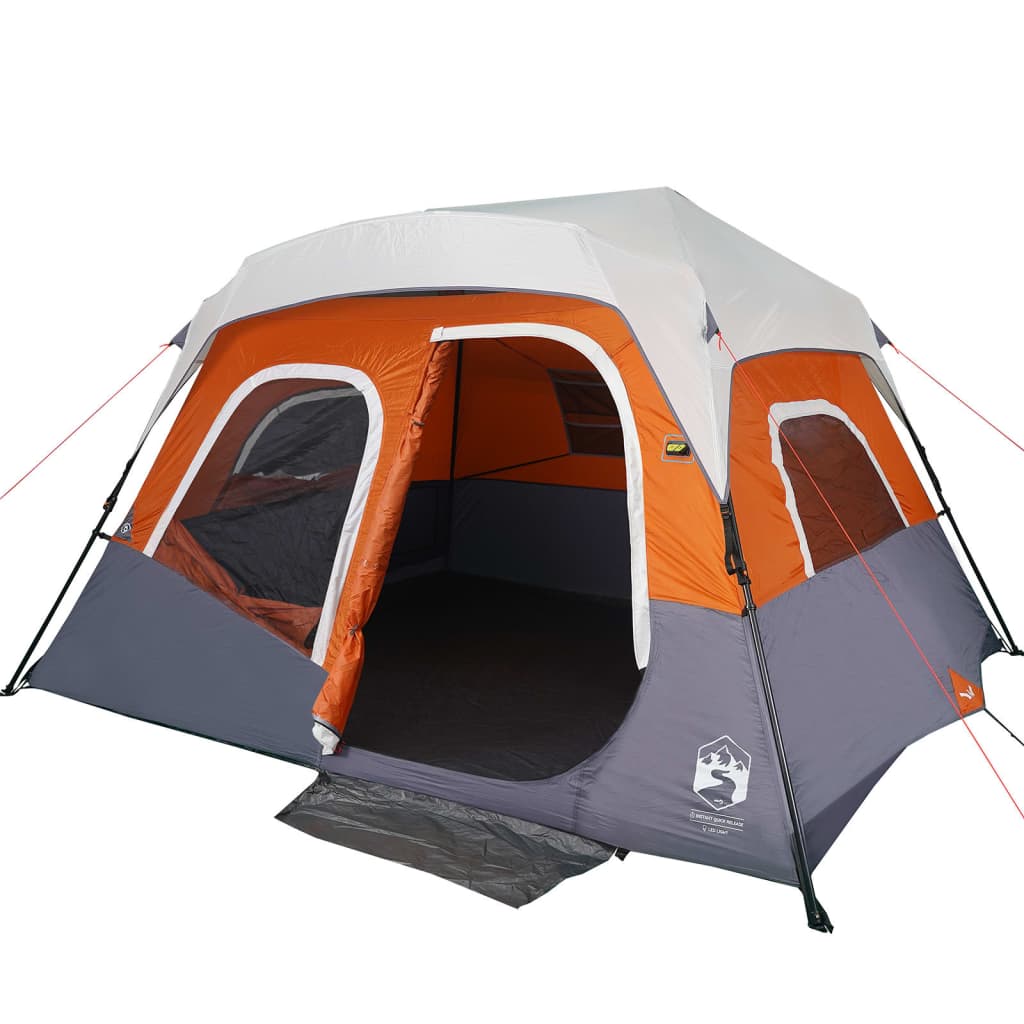 Kampeertent met LED 344x282x212 cm grijs en oranje