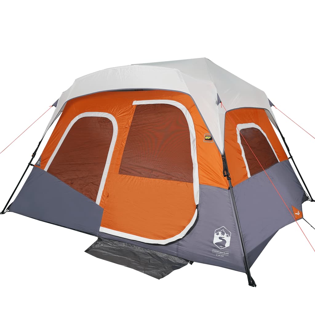 Kampeertent met LED 344x282x212 cm grijs en oranje