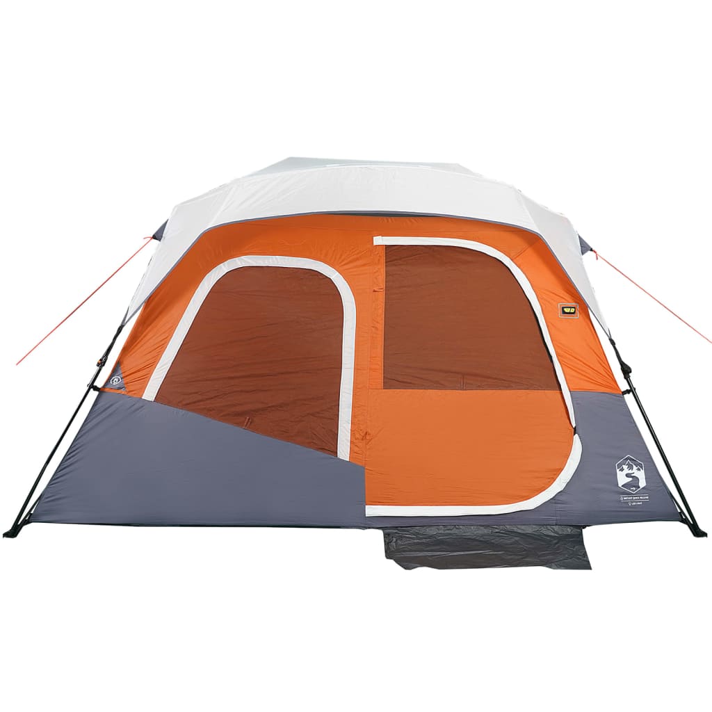 Kampeertent met LED 344x282x212 cm grijs en oranje