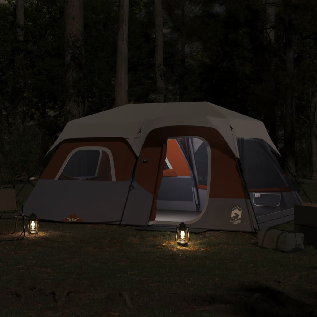 Tent met LED 441x288x217 cm grijs en oranje