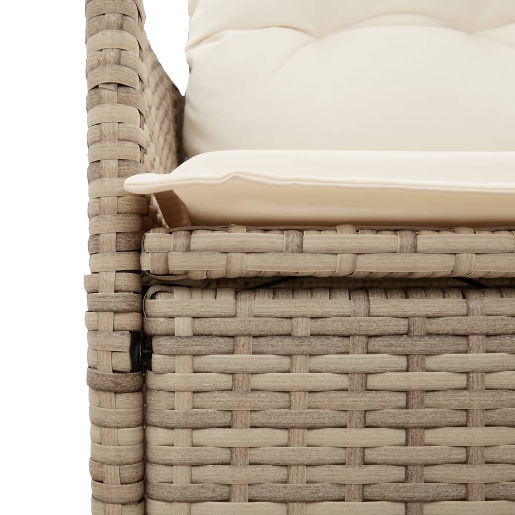 Tuinbank 2-zits verstelbaar met tafel poly rattan beige