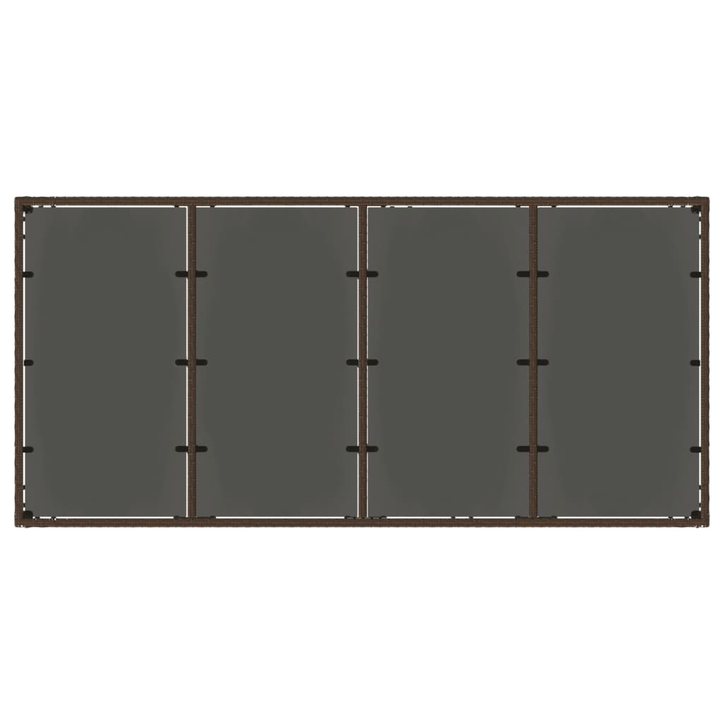 Tuintafel met glazen blad 190x90x75 cm poly rattan bruin
