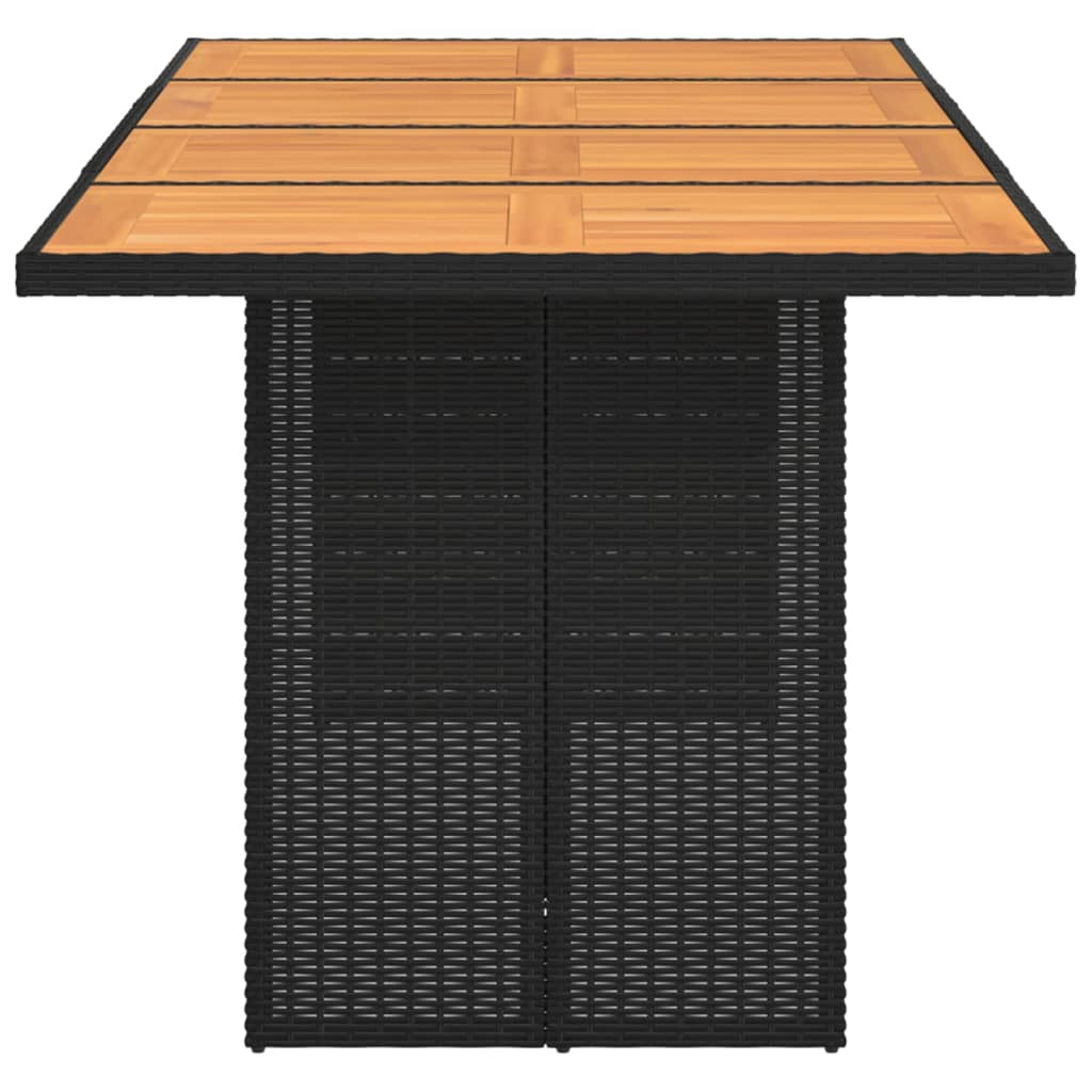 Tuintafel met acaciahouten blad 190x80x75 cm poly rattan zwart