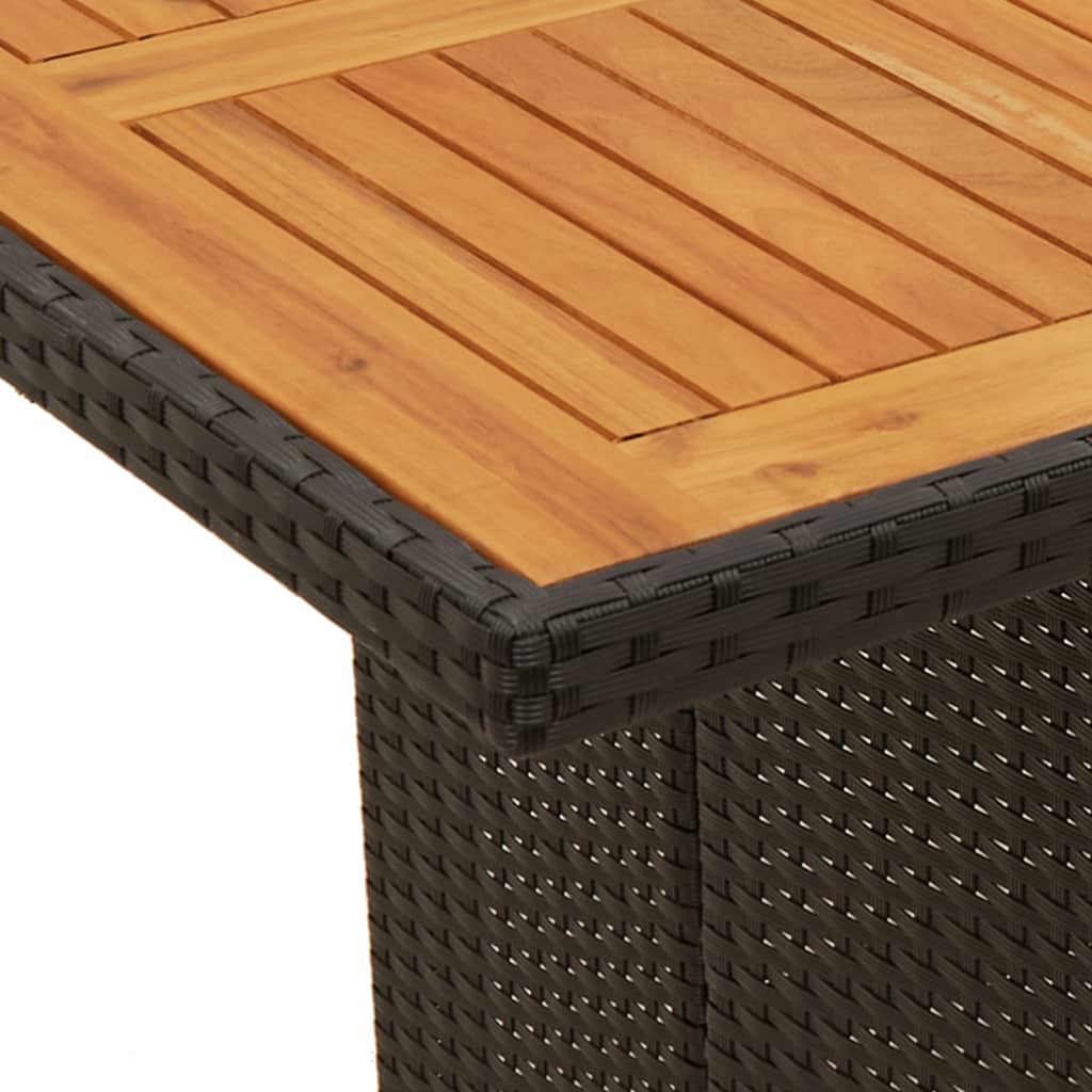 Tuintafel met acaciahouten blad 190x80x75 cm poly rattan zwart