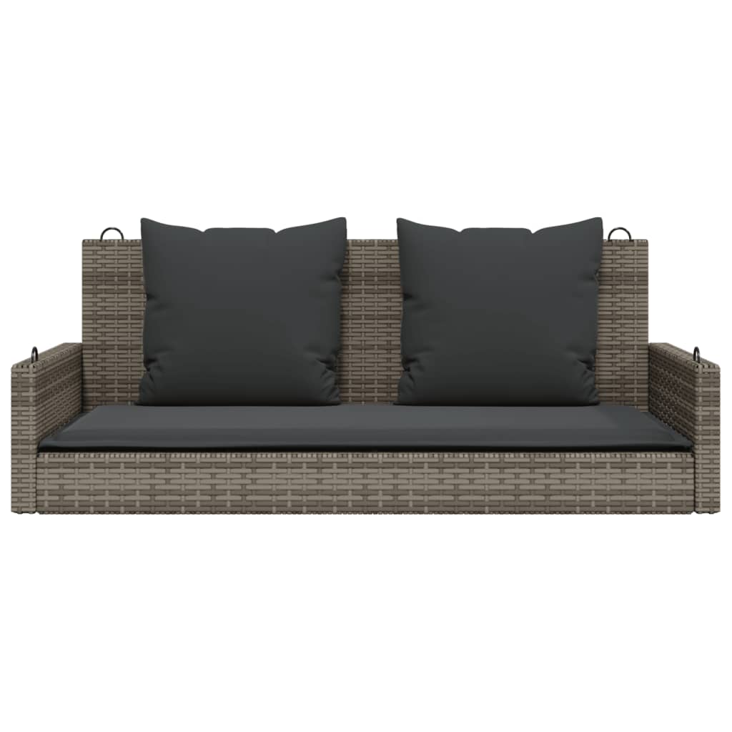 Schommelbank met kussens 119x56x48 cm poly rattan grijs