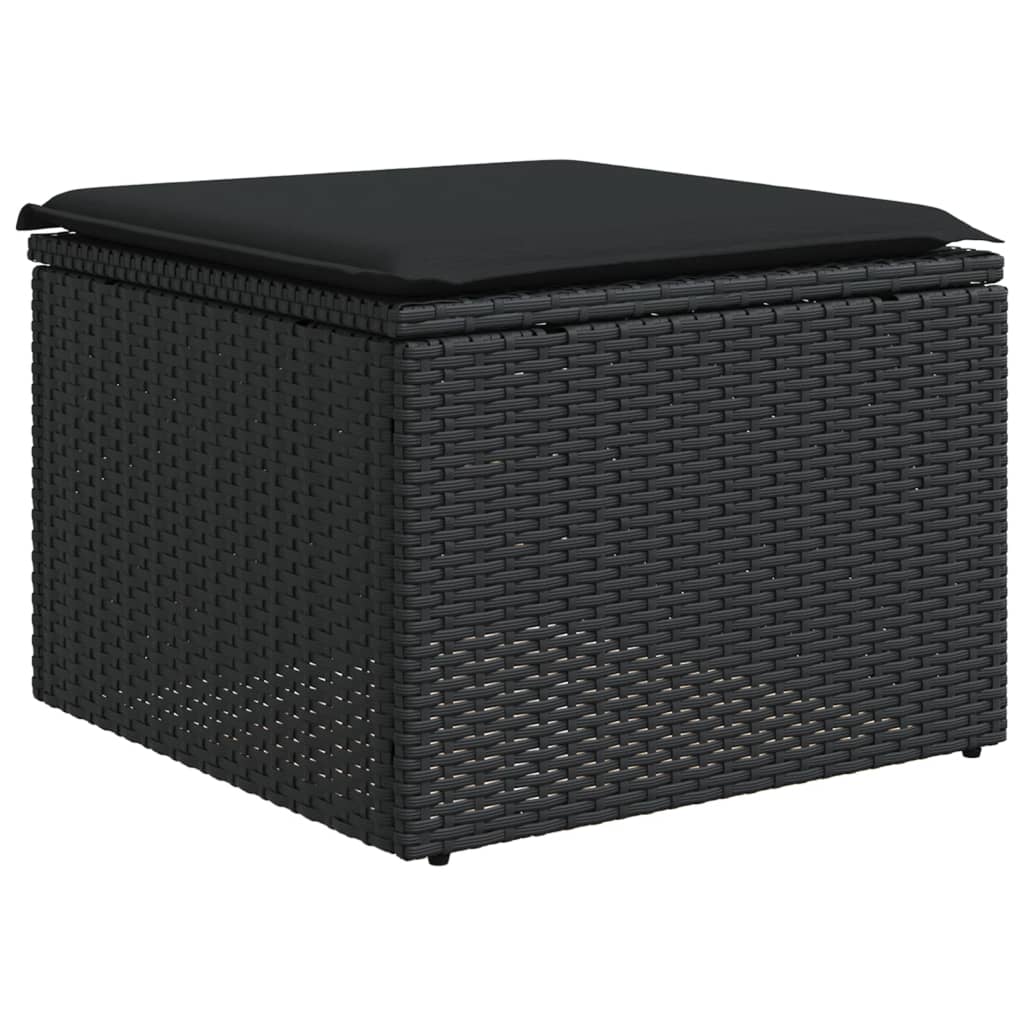 Tuinkruk met kussen 55x55x37 cm poly rattan zwart