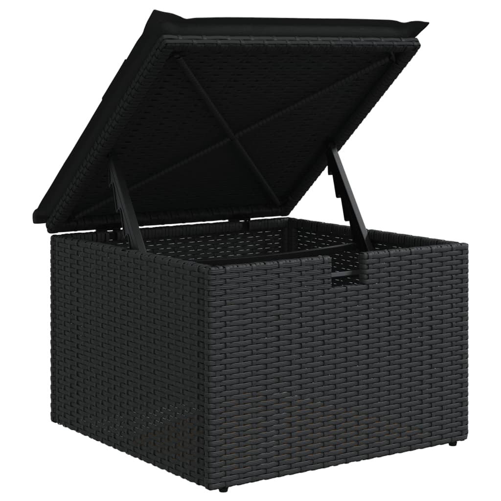 Tuinkruk met kussen 55x55x37 cm poly rattan zwart