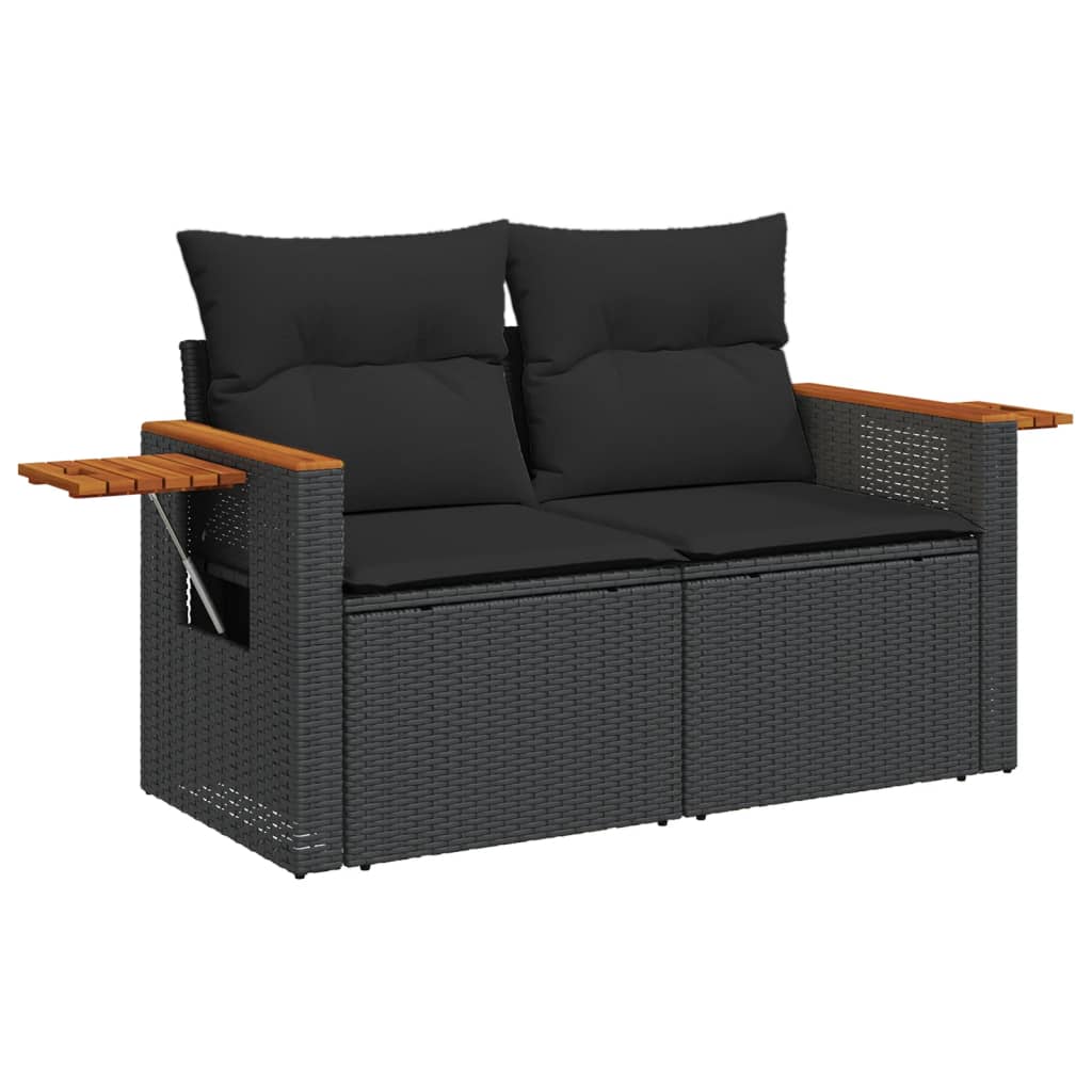 Tuinbank 2-Zits Met Kussens Poly Rattan Zwart Cream And Black