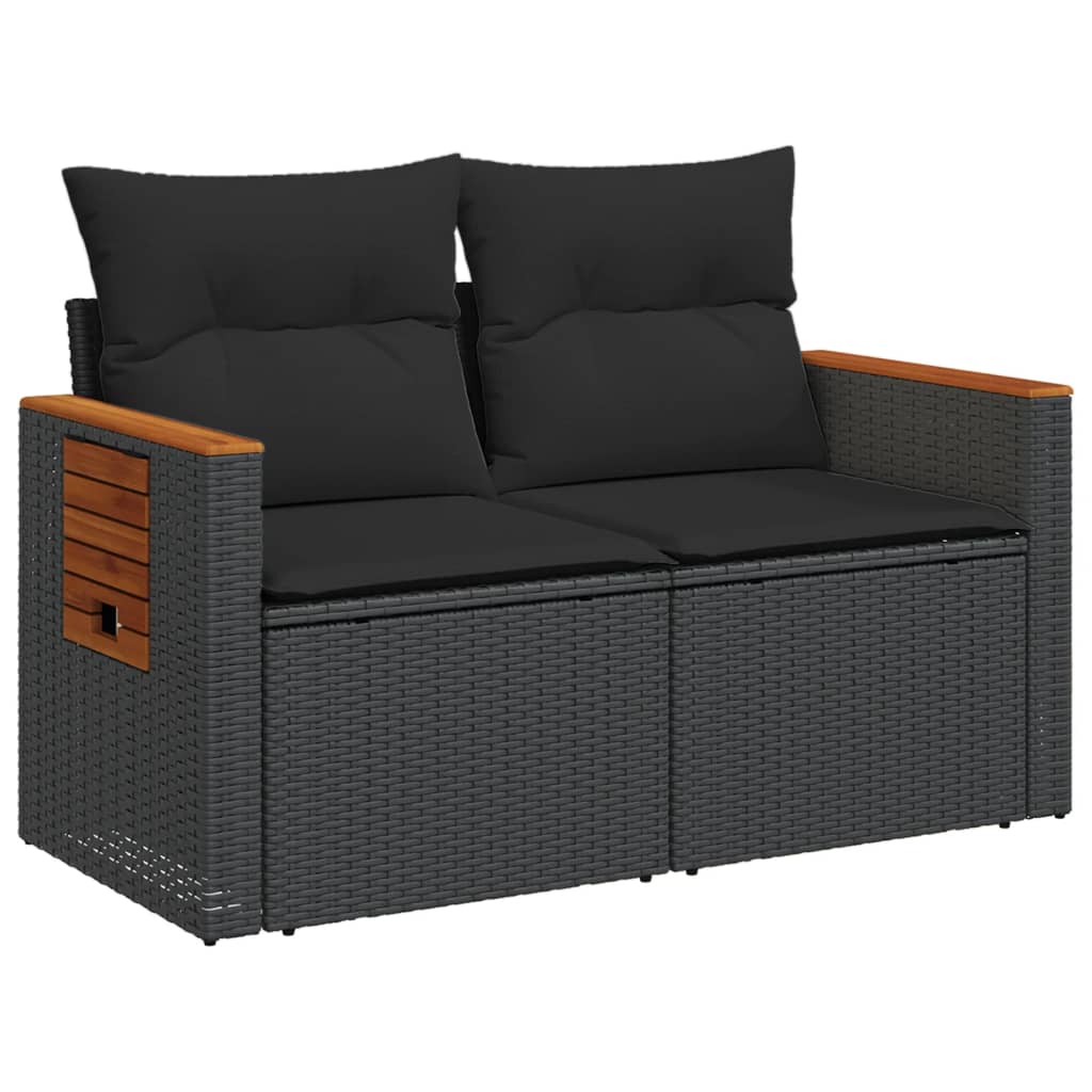 Tuinbank 2-Zits Met Kussens Poly Rattan Zwart Cream And Black