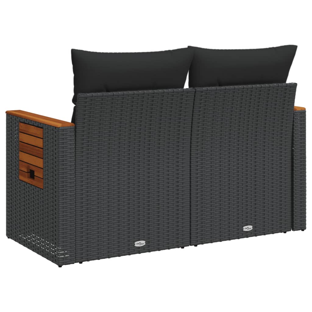 Tuinbank 2-Zits Met Kussens Poly Rattan Zwart Cream And Black