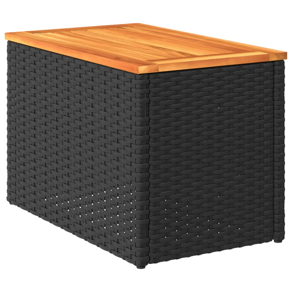 Tuinbijzettafels 2 st 55x34x37 cm hout poly rattan zwart