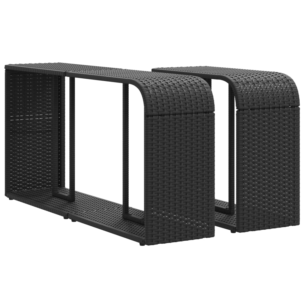 Opbergschappen 2 St Poly Rattan Zwart