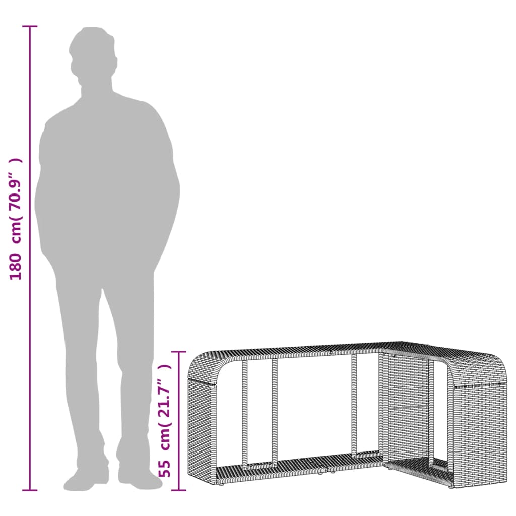 Opbergschappen 2 St Poly Rattan Zwart