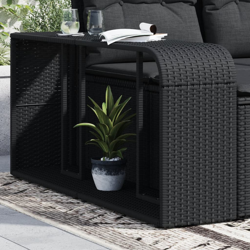 Opbergschappen 2 St Poly Rattan Zwart