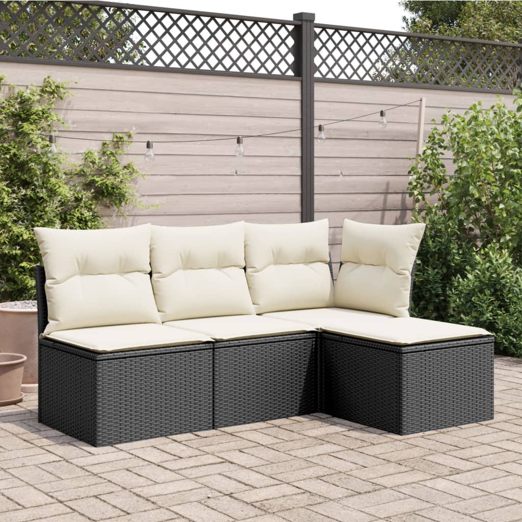 Tuinkruk met kussen 55x55x37 cm poly rattan zwart