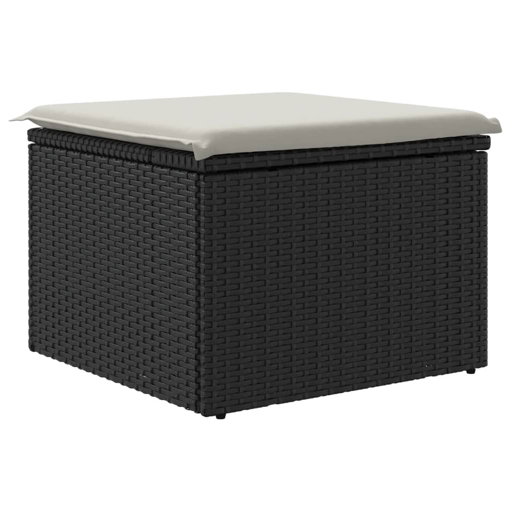 Tuinkruk met kussen 55x55x37 cm poly rattan zwart