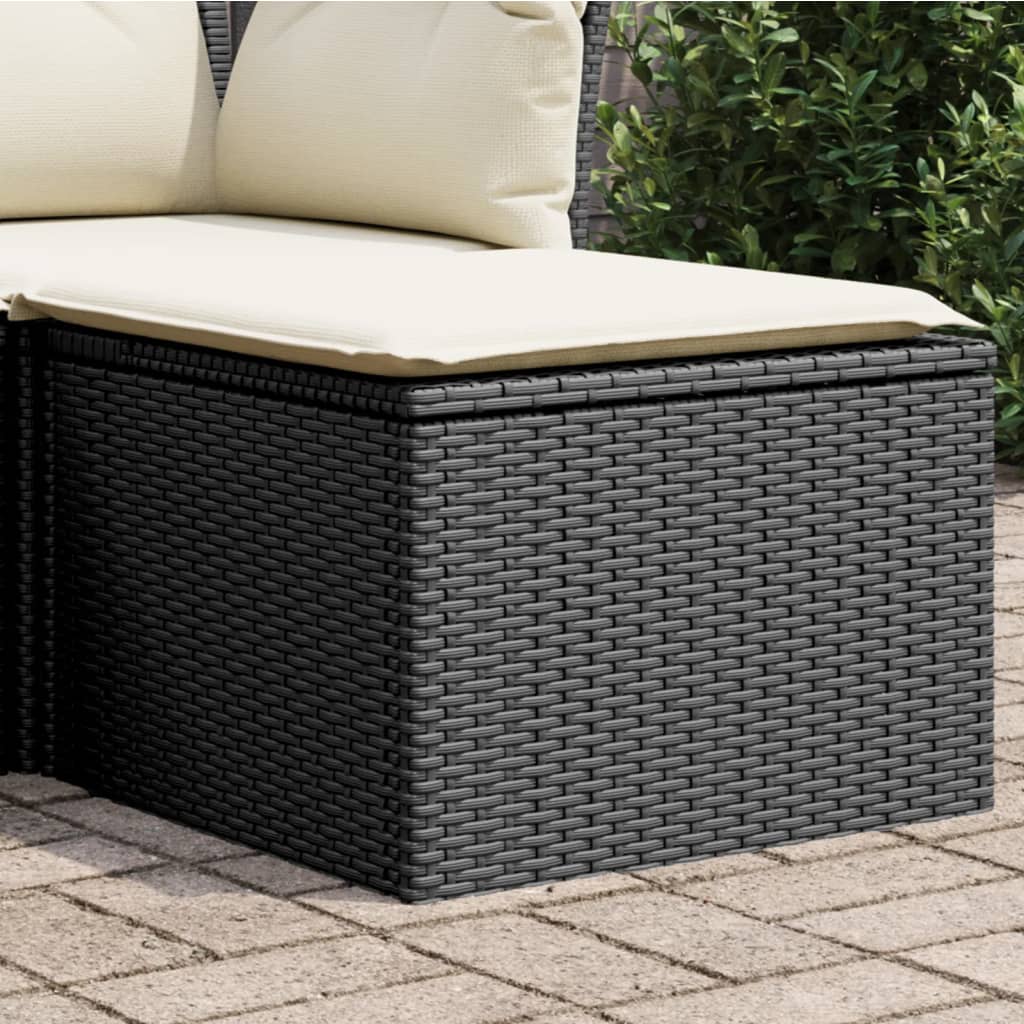 Tuinkruk met kussen 55x55x37 cm poly rattan zwart