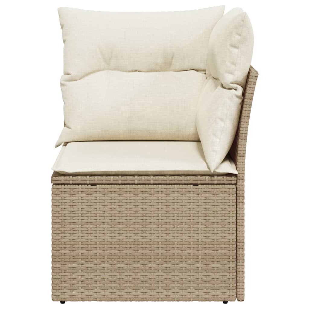 Tuinhoekbank met kussens poly rattan beige