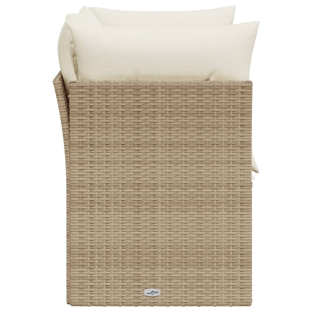 Tuinbank 2-zits met kussens poly rattan beige