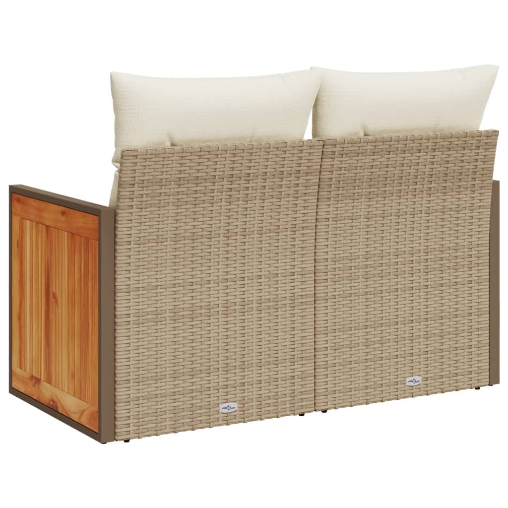 Tuinbank 2-Zits Met Kussens Poly Rattan Beige