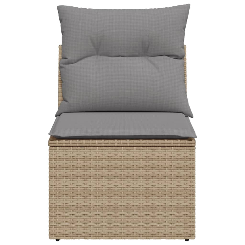 Tuinbank zonder armleuning met kussens poly rattan beige