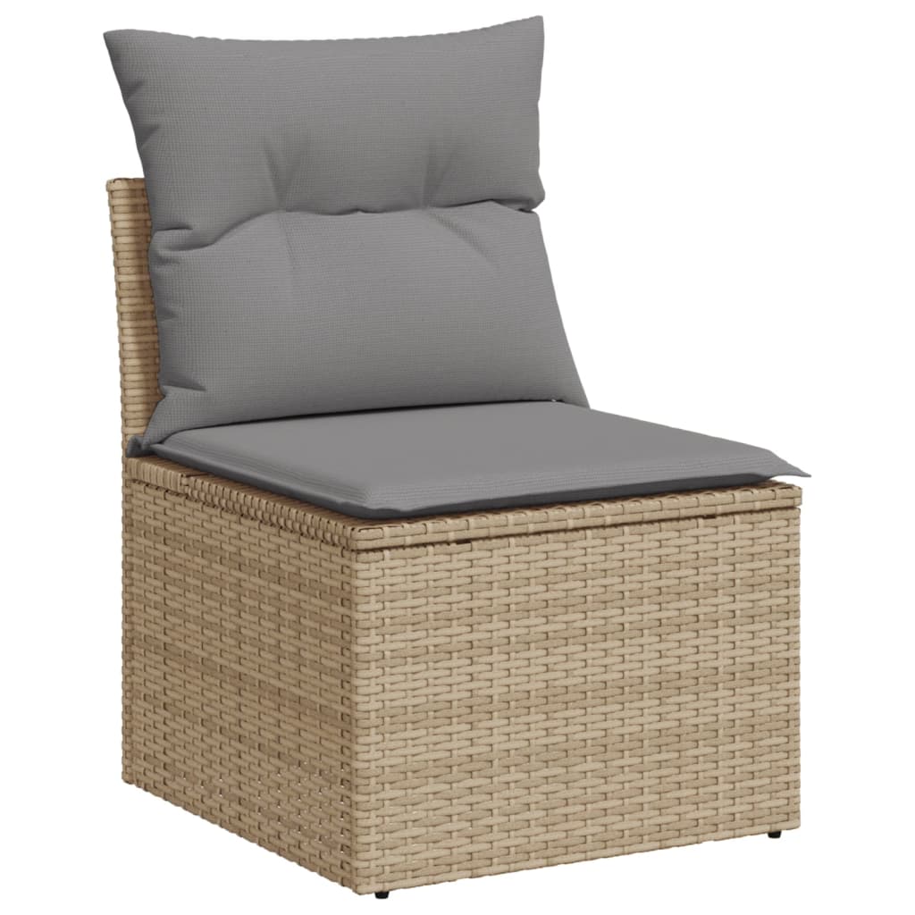 Tuinbank zonder armleuning met kussens poly rattan beige