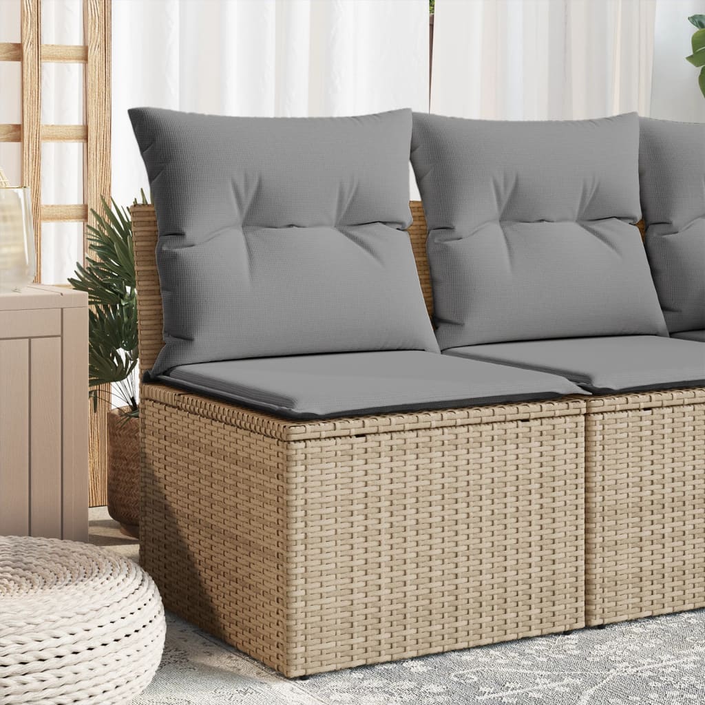 Tuinhoekbank met kussens poly rattan beige