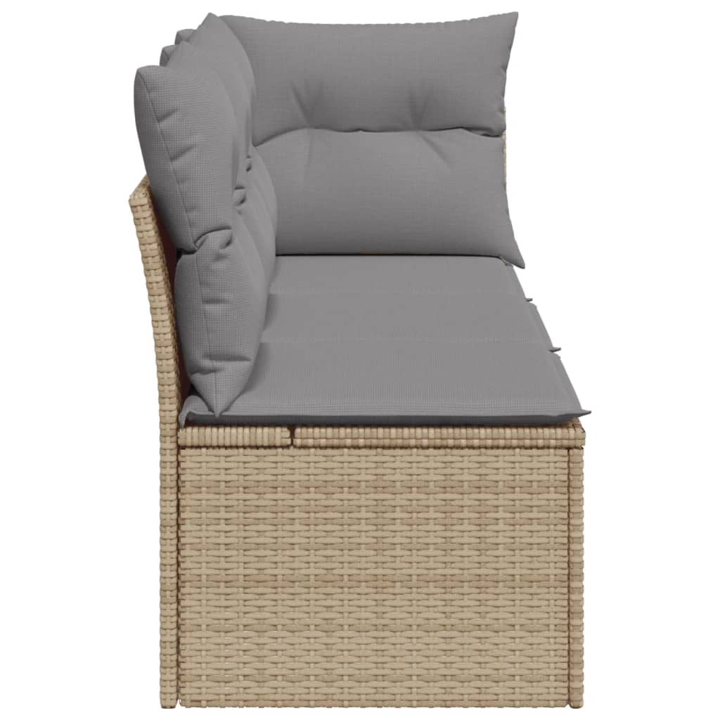 Tuinbank 3-zits met kussens poly rattan beige