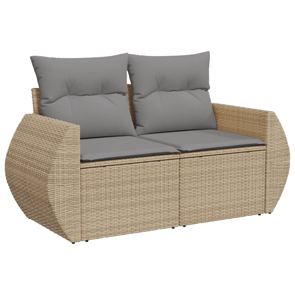 Tuinbank 2-Zits Met Kussens Poly Rattan Beige Beige