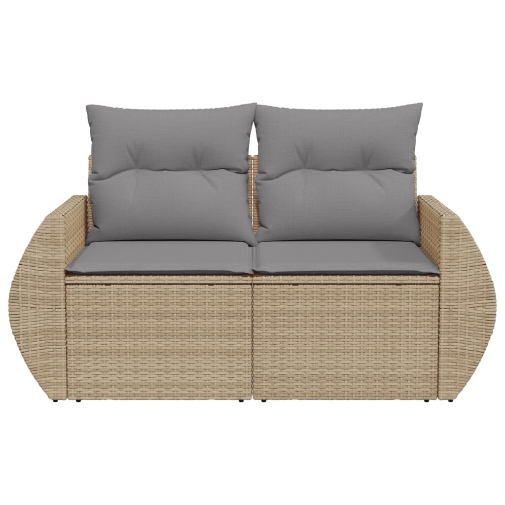 Tuinbank 2-Zits Met Kussens Poly Rattan Beige Beige