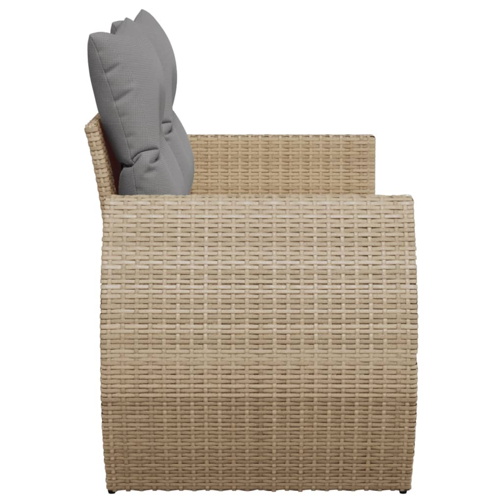 Tuinbank 2-Zits Met Kussens Poly Rattan Beige Beige