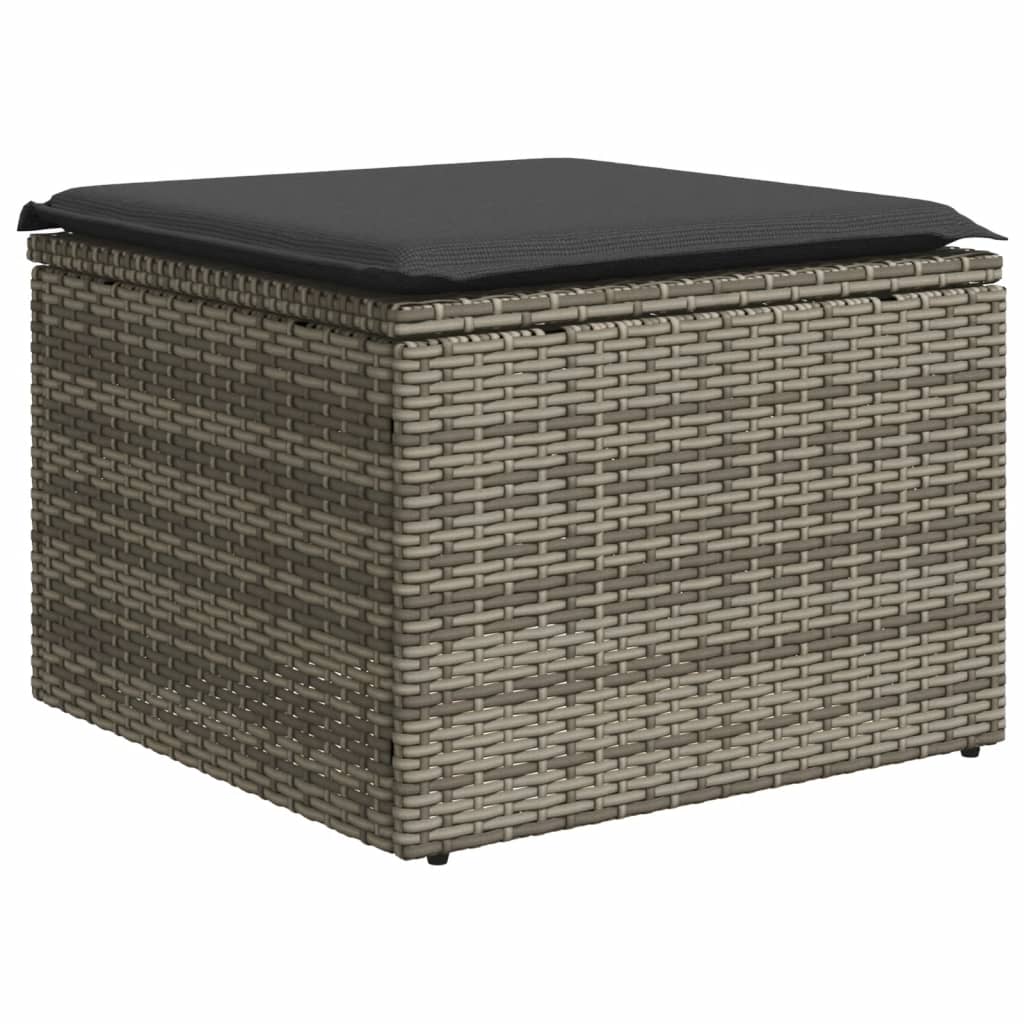 Tuinkruk met kussen 55x55x37 cm poly rattan grijs