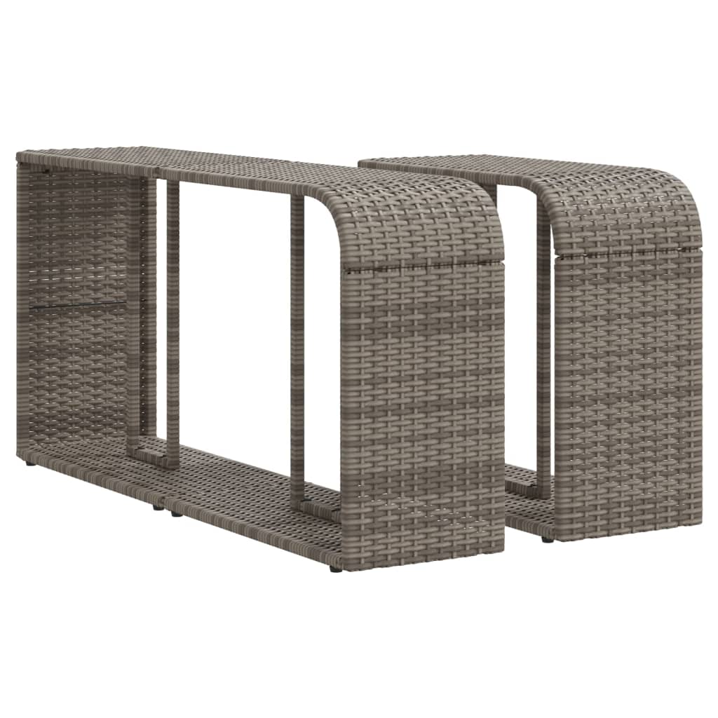 Opbergschappen 2 st poly rattan grijs