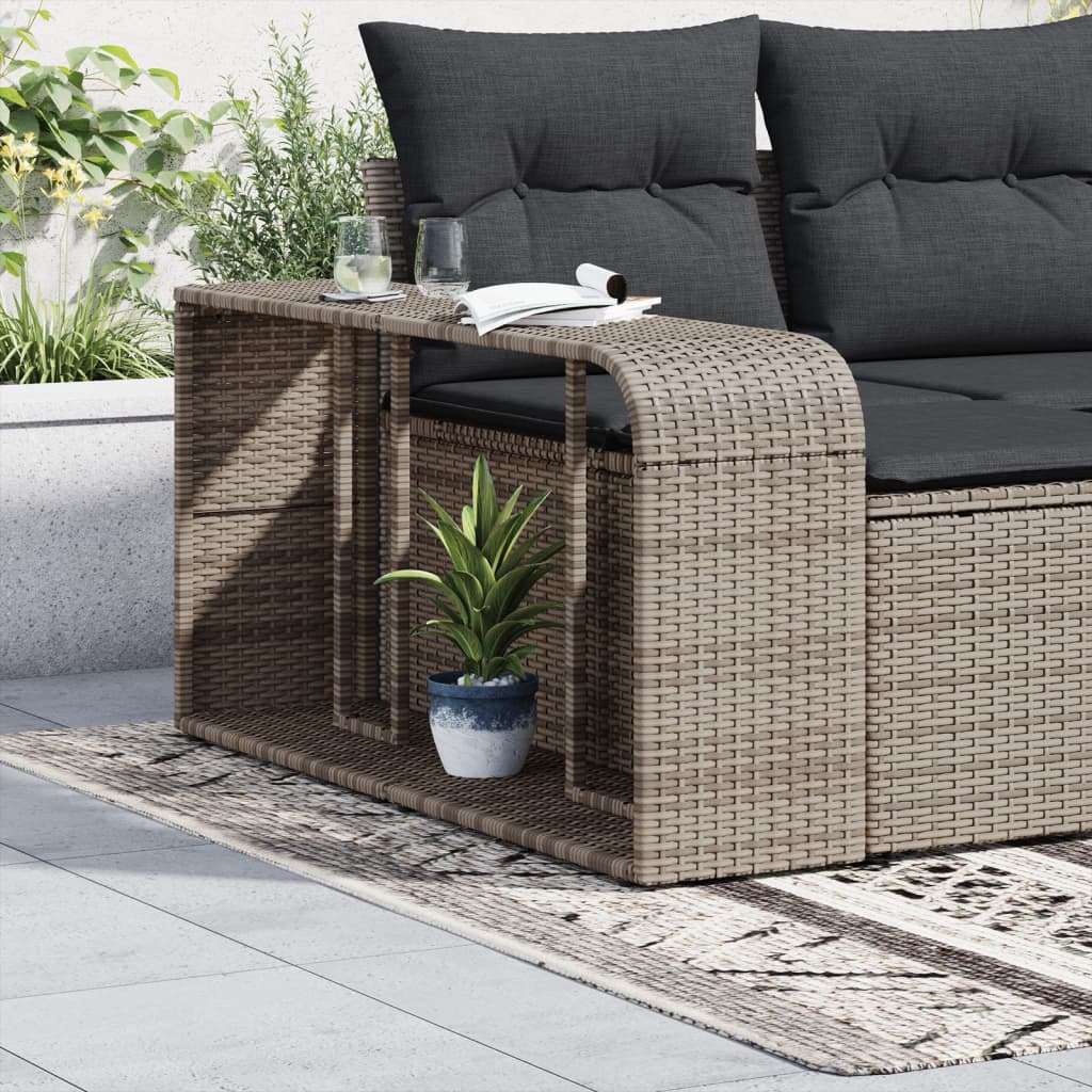 Opbergschappen 2 st poly rattan grijs