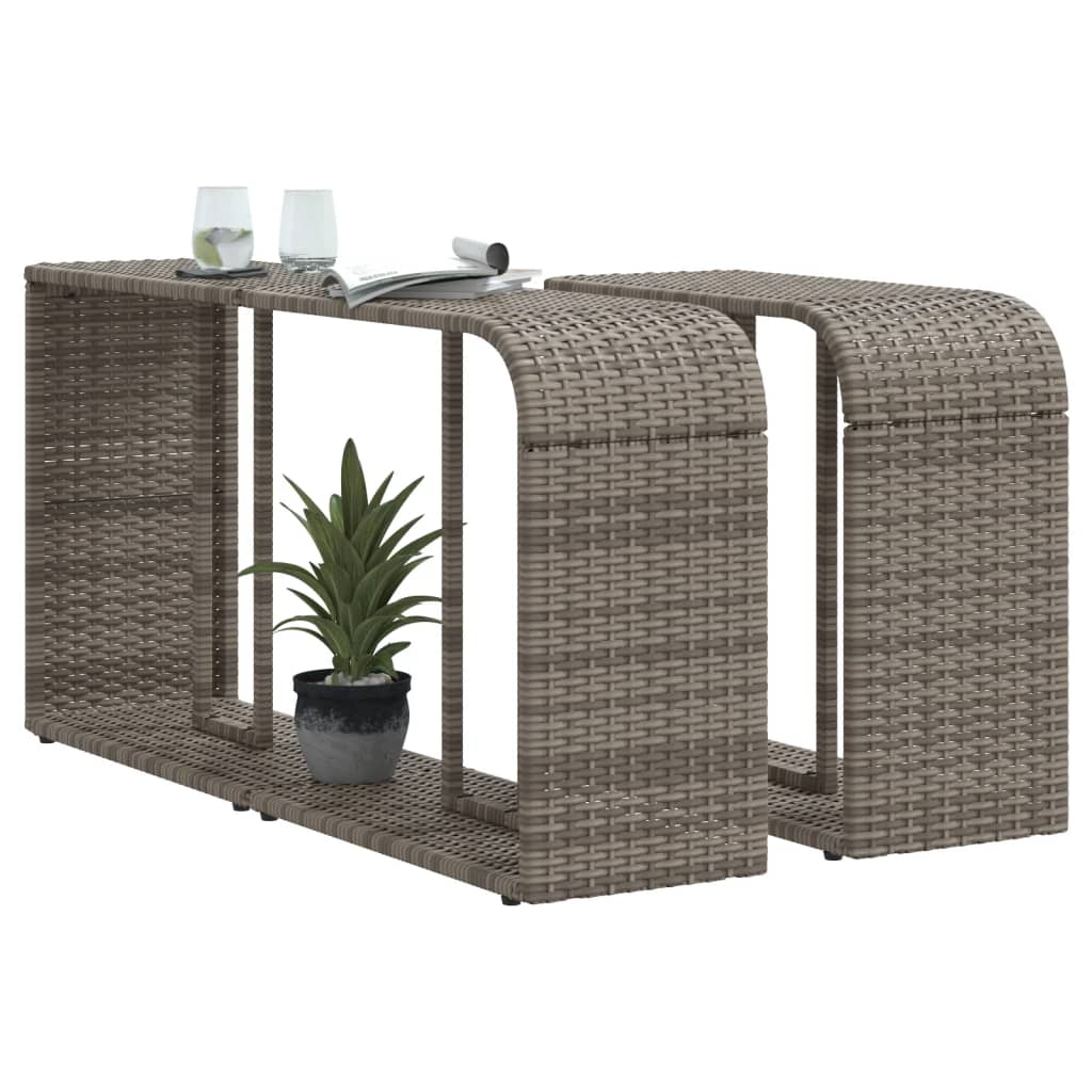 Opbergschappen 2 st poly rattan grijs