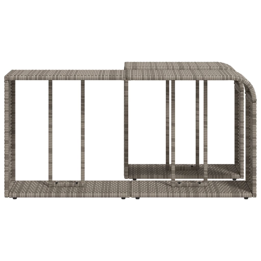 Opbergschappen 2 st poly rattan grijs